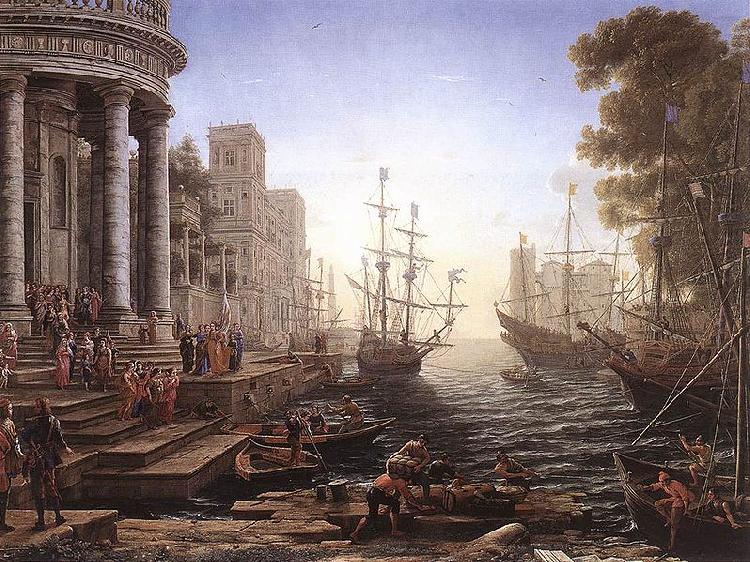 Port Scene with the Embarkation of St Ursula, Claude Lorrain